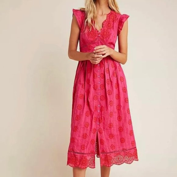 Anthropologie Dresses & Skirts - NWT Anthropologie Ranna Gill Embroidered Eyelet Dress - Small (Rare Find)